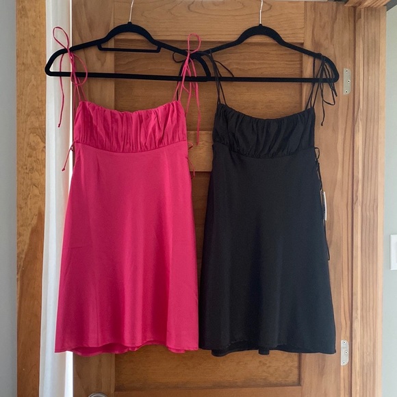 2/$50 one pink & one black satin dress size Medium - Picture 4 of 10